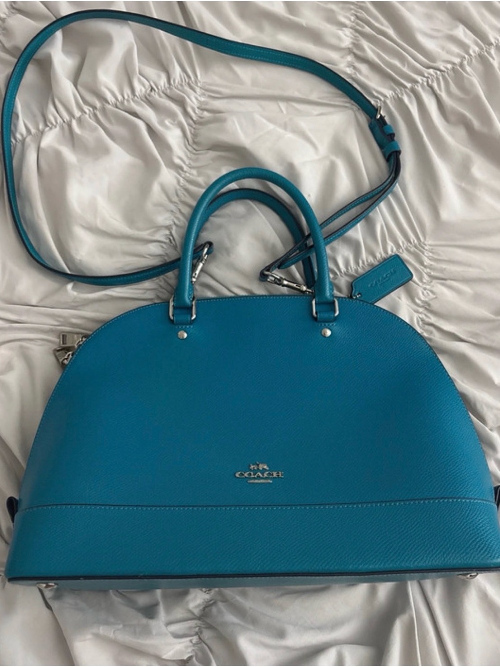 Coach Teal Blue Dome Satchel with Removable Strap